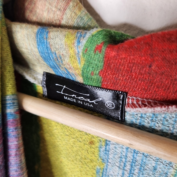 Inoah Womens XL Dog City Taxi Abstract Cowl Sweater Colorful - Picture 2 of 6